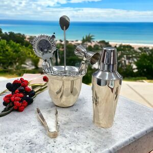 Vintage MIXOLOGY 9 Piece Stainless Steel Bartender Set